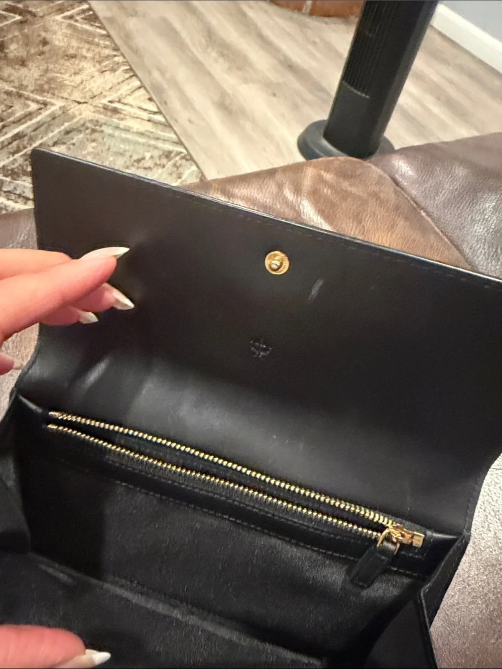 MCM Metallic Gold Logo Fold Wallet
